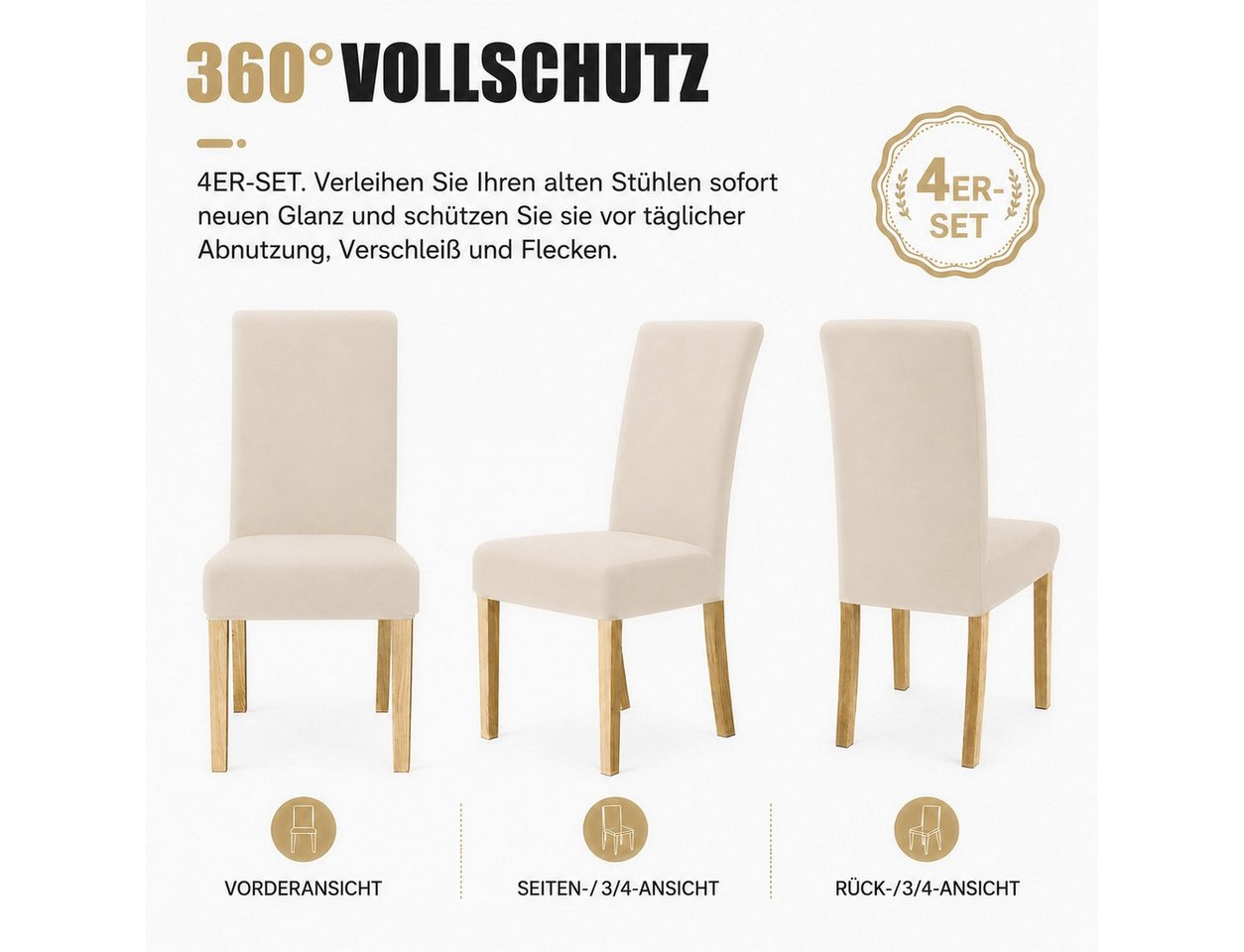 BlingBin Stuhlhusse 4er Set Stretch Stuhlbezug Waschbare Esszimmerstuhl, Schützt vor Spritzern, Flecken & Abnutzung, für Küche,Esszimmer,Hotel – Bild 5 von 5