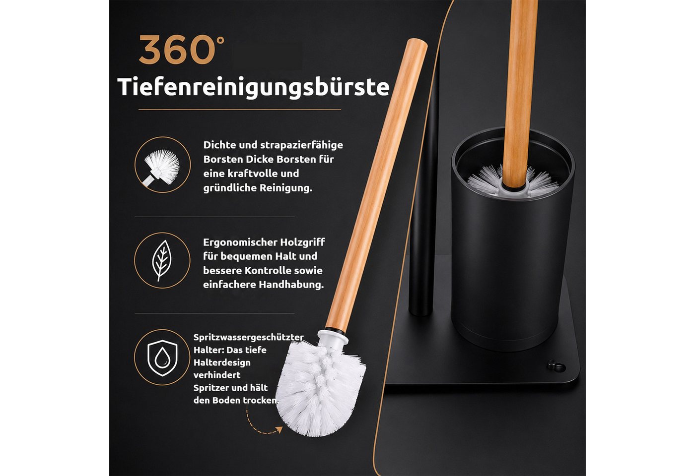 BlingBin Toilettenpapierhalter Stehender Toilettenpapierhalter aus Edelstahl mit oberer Ablage (1er Set, 1-St., 15 × 26 × 62 cm), Platz für 4 Ersatzrollen, ohne – Bild 5 von 5