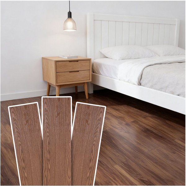 BlingBin Vinylboden Klebevinyl in Holzoptik, selbstklebender Vinylboden, 36 Dielen für 5m², Verschleißfest, Wasserabweisend, PVC, 1er Set, 36tlg, 91,4 x 15,24 c