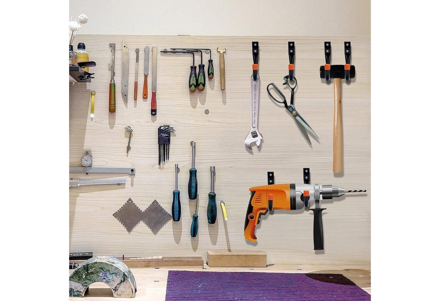 BlingBin Wandhaken 12 Stück robuste Garagenaufbewahrungshaken, Speicher Utility Haken, Für Garagen,Keller, (1 Stück, 12-St., 12*9cm), Garage Speicher Utility Ha – Bild 2 von 5