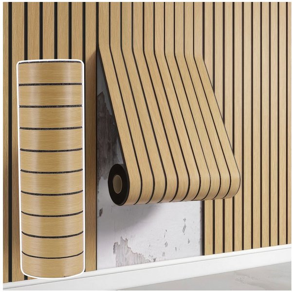 BlingBin Wandpaneel Selbstklebende 3D Wandpaneele, Lamellentapete, Holzlatten-Tapete, BxL: 40x300 cm, 1,2 qm, (3D Wandverkleidung in Rollenform, 1-tlg., 40 x 30