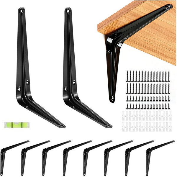 BlingBin Wandregalhalter 10 Stück schwebende L-Regalhalterungen aus strapazierfähigem Stahl, 10er Set 10-tlg., für Wandregale,inklusive Befestigungsschrauben zu