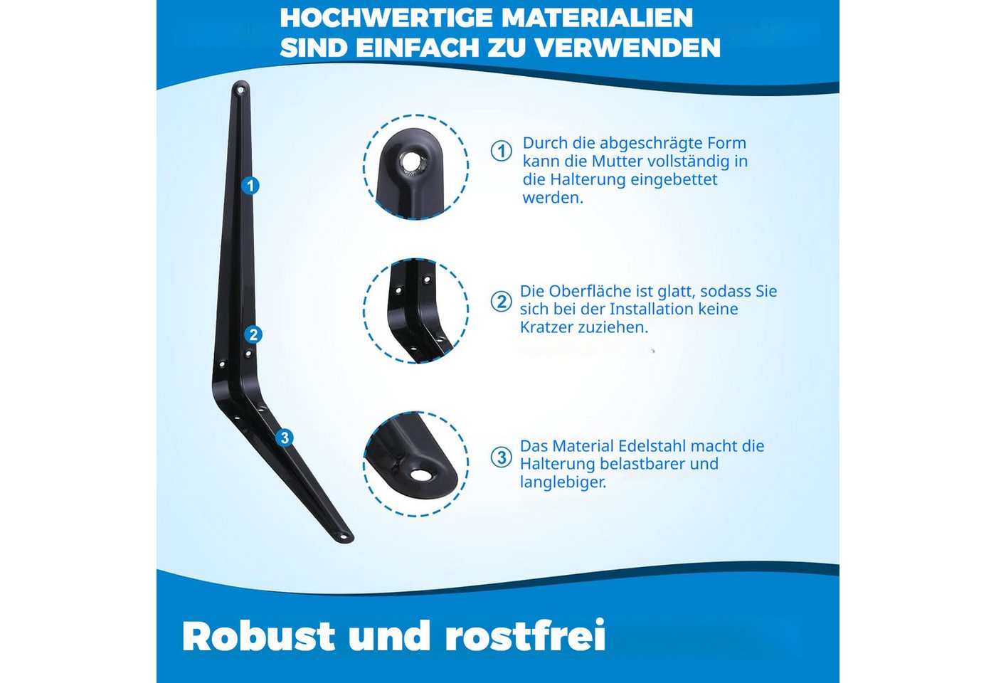 BlingBin Wandregalhalter 10 Stück schwebende L-Regalhalterungen aus strapazierfähigem Stahl, 10er Set 10-tlg., für Wandregale,inklusive Befestigungsschrauben zu – Bild 5 von 5