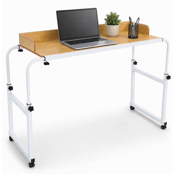 BlingBin Wangentisch Überbetttisch mobiler Betttisch Beistelltisch Laptoptisch mit 4 Rollen (1er Set, 1-St., 120-210 x 45 x 65-95 cm (L x B x H), Höhenverstellb