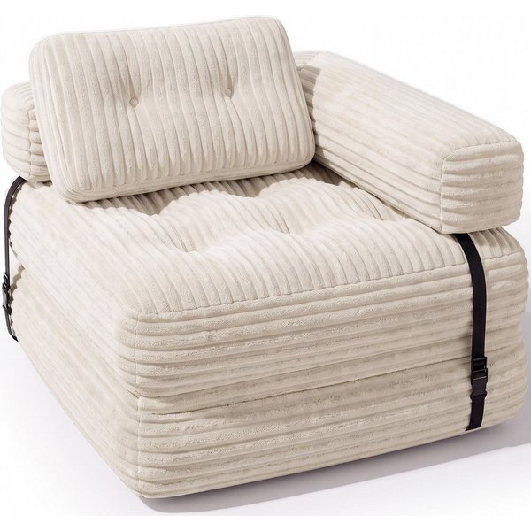 Blishom 1,5-Sitzer 2-in-1 Schlafsofa aus Cord, faltbar, 170 x 85 x 20 cm, Klappmatratzen eignen sich für kleine Wohnungen und Schlafzimmer