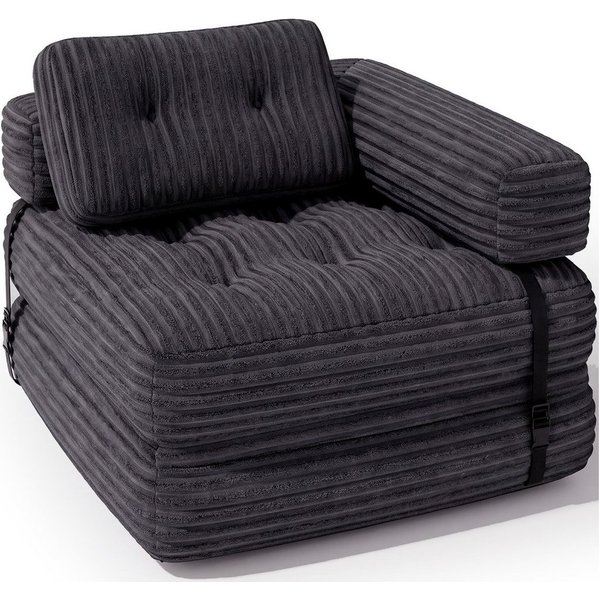 Blishom 1,5-Sitzer 2-in-1 Schlafsofa aus Cord, faltbar, 170 x 85 x 20 cm, Klappmatratzen eignen sich für kleine Wohnungen und Schlafzimmer