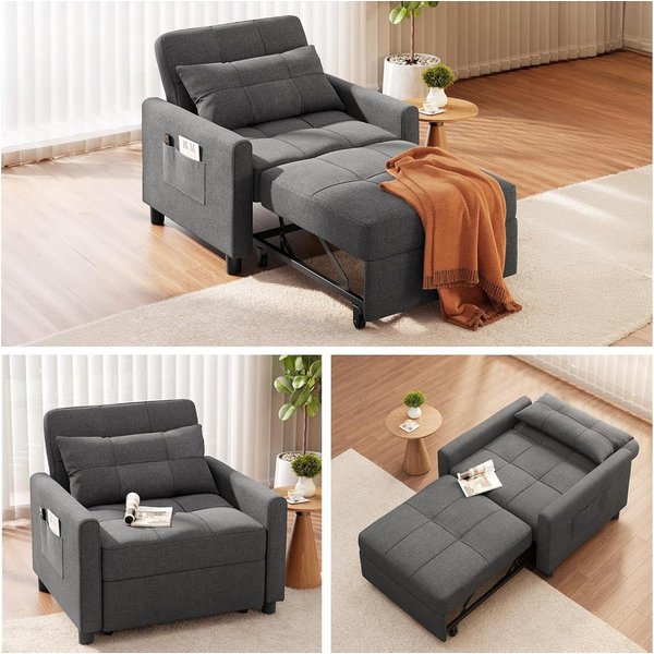 Blishom Relaxsessel 3-in-1 Schlafsessel Schlafsofa Klappbett Relaxsessel 78x86x84 cm, multifunktionaler Sessel zum Ausziehen als Gästebett
