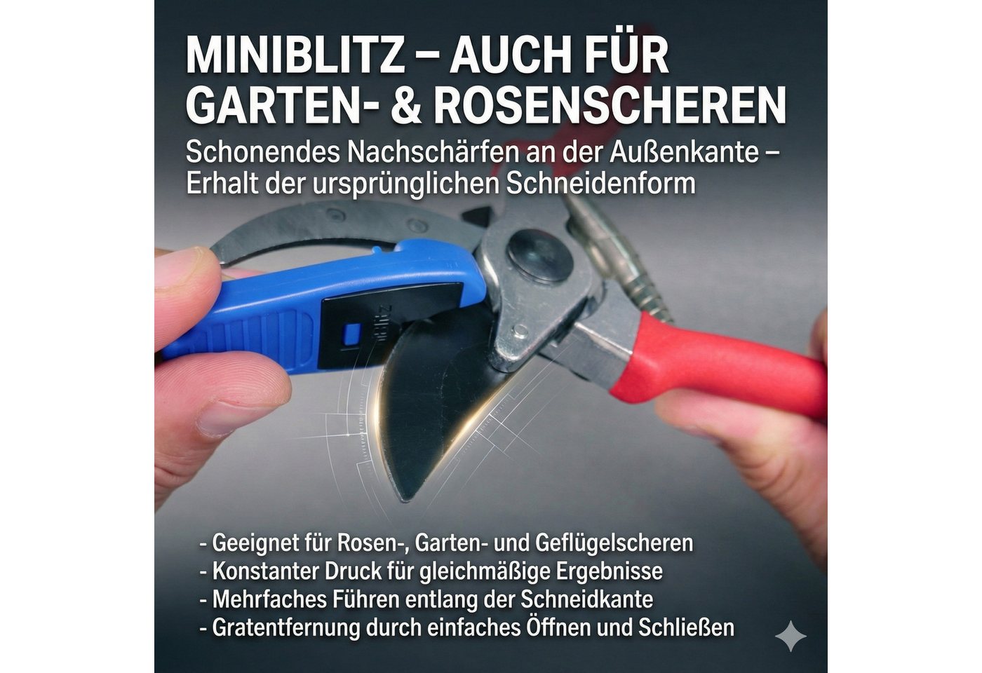 BLITZSCHÄRFER MADE IN GERMANY Messerschärfer Miniblitz Messerschärfer Messerschleifer manuell tragbar, Hochwertige 4-fach wendbare Schärfeinsätze aus Hartmetall – Bild 3 von 5