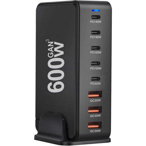 BLiTZWOLF YMX-600W USB-Ladegerät (Desktop Ladegerät Station, 600W, 5× USB-C & 3× USB-A, Schnellladegerät)