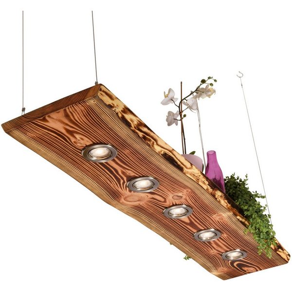 Blockholz-Schmiede Hängeleuchte Lärchen Hängeleuchte geflammt aus Deutscher Manufaktur LED Lampen, LED wechselbar, Warmweiß