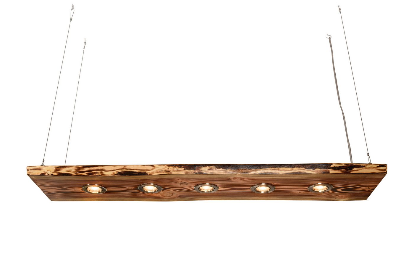Blockholz-Schmiede Hängeleuchte Lärchen Hängeleuchte geflammt aus Deutscher Manufaktur LED Lampen, LED wechselbar, Warmweiß – Bild 5 von 5