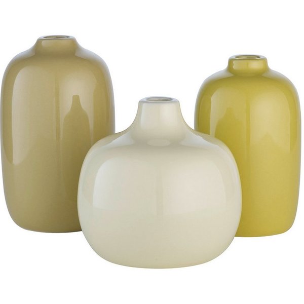 blomus Dekovase 3er Set -CEOLA- Blumenvase, Keramikvase: modernes Design (Set, 3 St., 3x Vase), widerstandsfähiges Keramik, Unikat, natürliches Design
