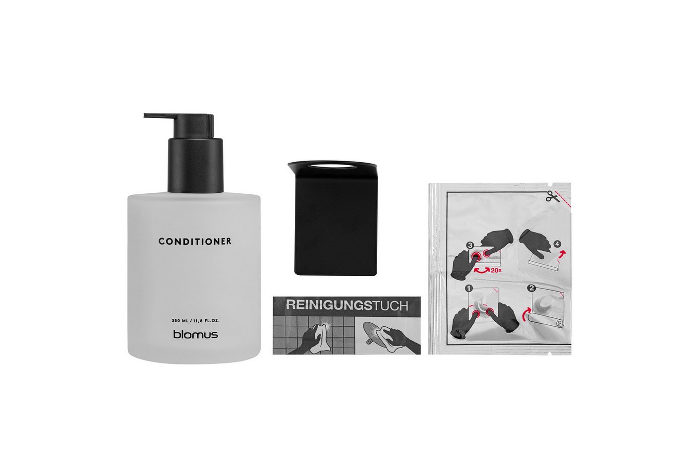 blomus Seifenspender Glasflasche Conditioner -KIREI- Kosmetikflasche: Organizer aus Glas, (Glasflasche), Stilvolle Glasflasche, Nachhaltig, inkl. Wandhalterung, – Bild 3 von 4