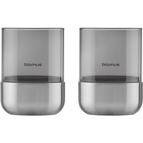 blomus Windlicht -CALMA- Kerzenhalter, Stimmungslicht: Design Edelstahloptik matt (2 St., 2er Set bei XS-Version), Glas/Edelstahl Kombination