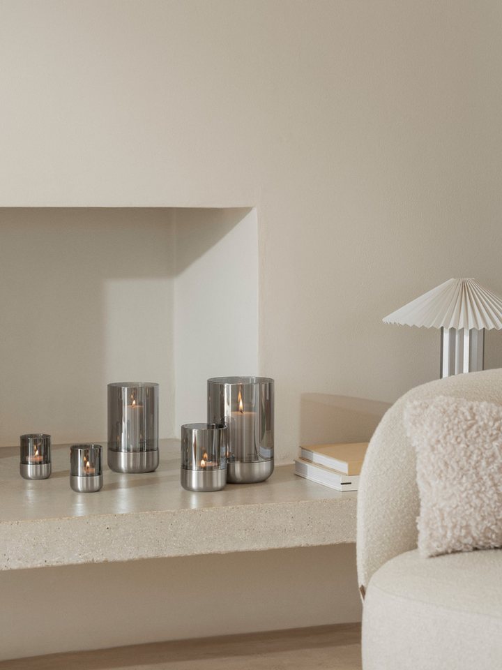 blomus Windlicht -CALMA- Kerzenhalter, Stimmungslicht: Design Edelstahloptik matt (2 St., 2er Set bei XS-Version), Glas/Edelstahl Kombination – Bild 4 von 4