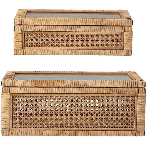 Bloomingville Aufbewahrungsbox Lally (2er Set, 1 St., Schachteln), Rattan Natur Dekobox Aufbewahrung