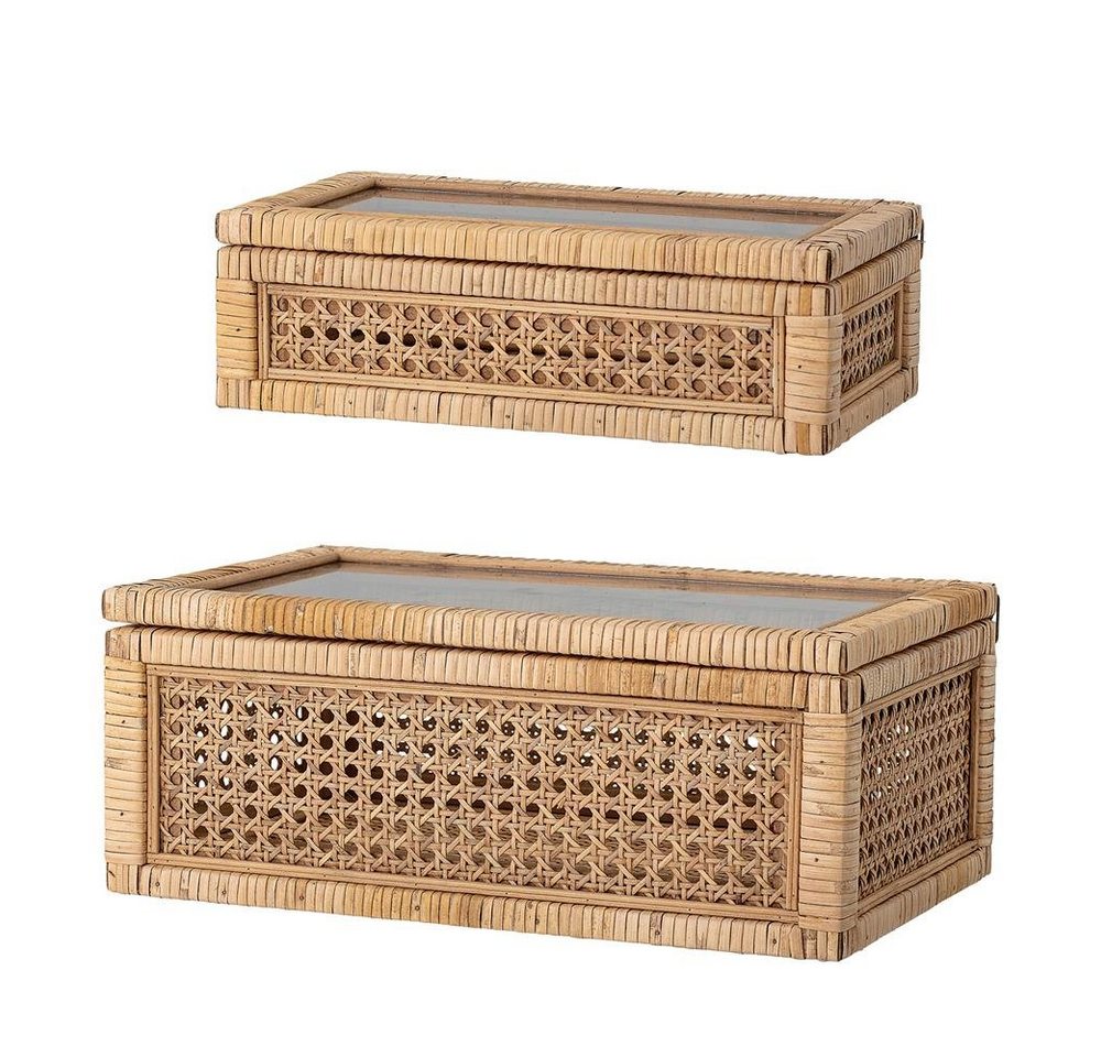Bloomingville Aufbewahrungsbox Lally (2er Set, 1 St., Schachteln), Rattan Natur Dekobox Aufbewahrung – Bild 2 von 5