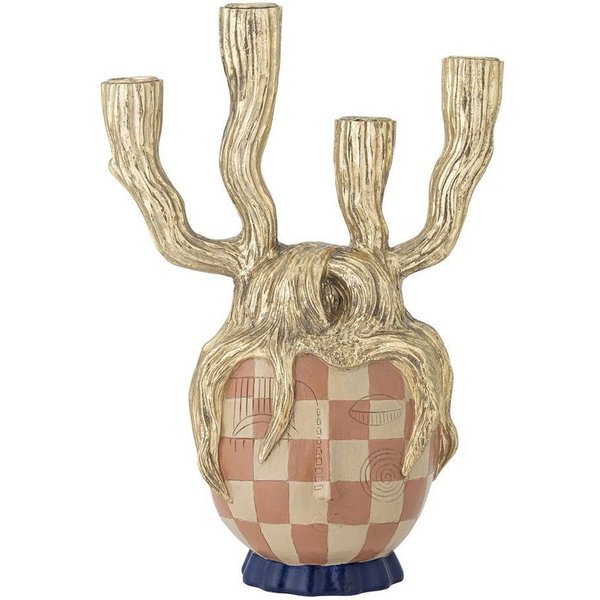Bloomingville Kerzenhalter Medusa, Kerzenständer Gold Polyresin Handbemalt 32 cm