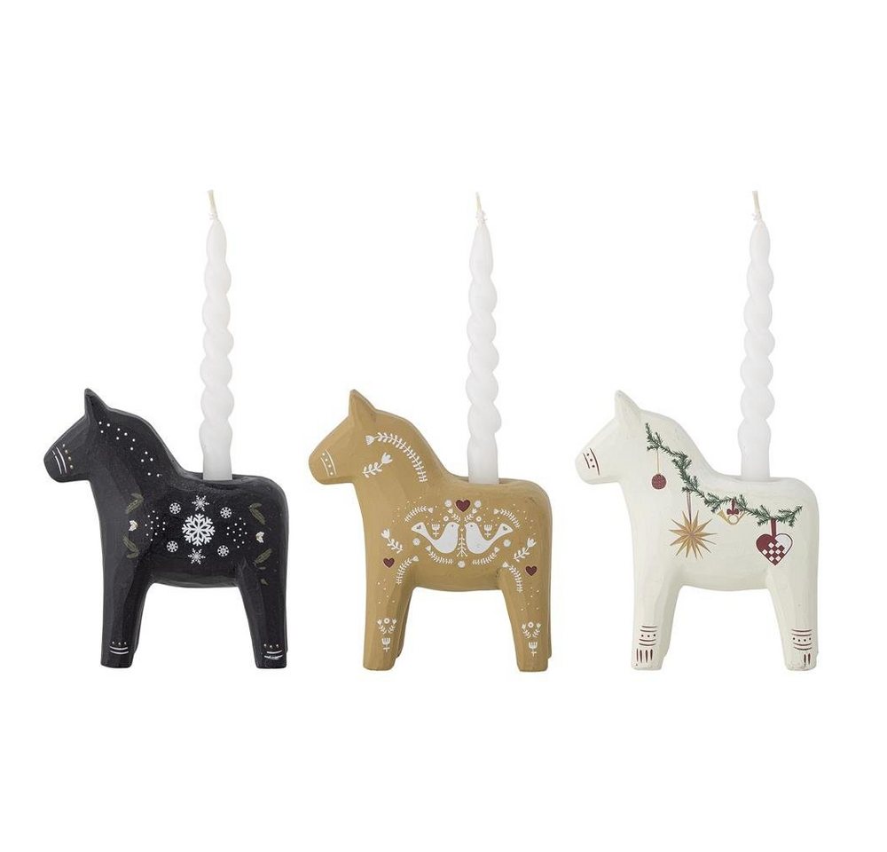 Bloomingville Kerzenständer Siffer (Set, 3 St., 3er Set), Dalapferd, gemustert, 9,5 x 10 x 4,5 cm, mehrfarbig – Bild 2 von 4