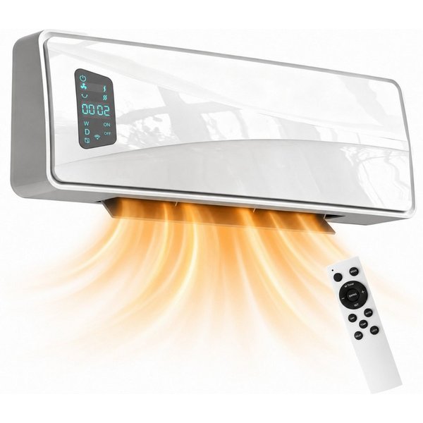 Blossom Heizlüfter Wand Heizlüfter 2000 W, Keramik Heizgerät, 3 Modi, LED-Display, Timer, 2000 W, Keramikheizlüfter Keramik-Wandheizgerät für Schlafzimmer Wohnz