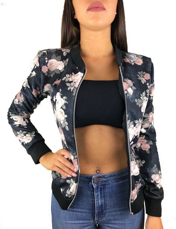 Worldclassca Blouson Worldclassca Damen Bomberjacke Blumenprint Übergangsjacke mit Zipper Neue Kollektion - Stilvolle und gemütliche Mode für Damen – Bild 2 von 2