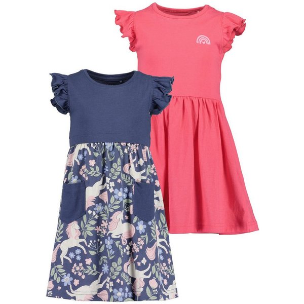 Blue Seven Jerseykleid (Packung, 2-tlg) 1x uni und 1x mit Alloverprint und aufgesetzten Taschen