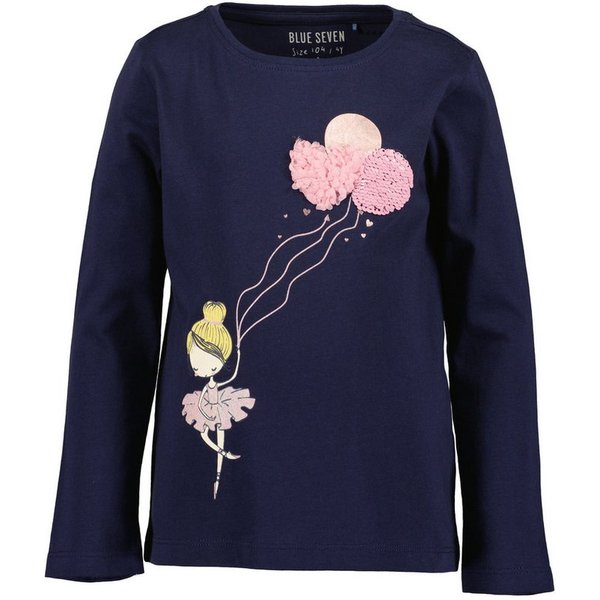 Blue Seven Langarmshirt Baumwolle, Wendepailletten, Glitzerdruck und Tüll-Applikation