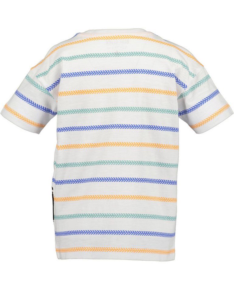 Blue Seven T-Shirt mit geringeltem, gestreiftem und bedrucktem Design, Allover-Druck – Bild 2 von 2