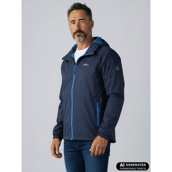 Blue Wave Funktionsjacke Fabian Herren Regenjacke - Wander- & Fahrradjacke inklusive Packsack Wasserdicht, Winddicht, Atmungsaktiv, Verschweißte Nähte, Mesh-Fut