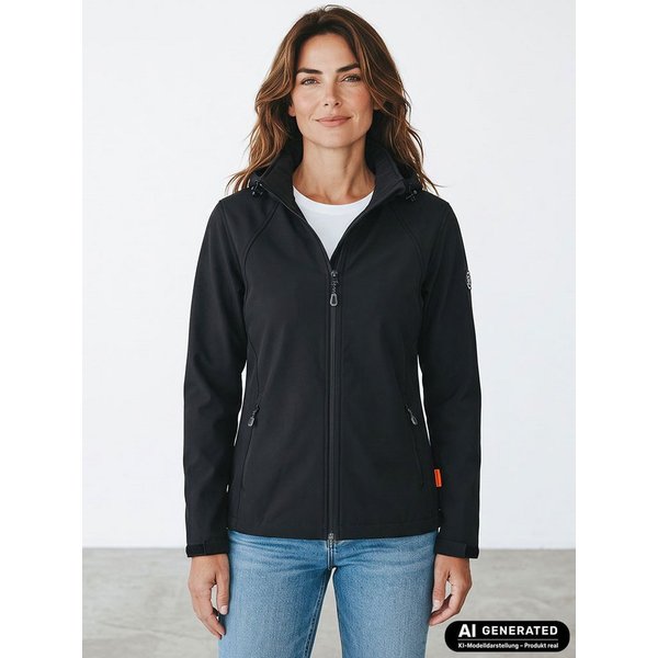Blue Wave Softshelljacke Damen Jacke Maite Softshell mit Innenfleece - Damenjacke Winddicht Wassersäule 5000 mm, Atmungsaktiv, Kapuze abnehmbar, 3-Lagen-Laminat