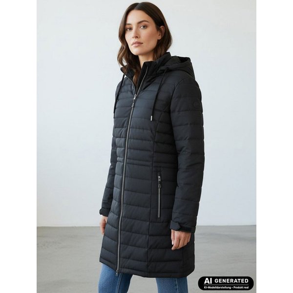 Blue Wave Steppmantel Damen Steppmantel Nena - Gesteppter Mantel Wintermantel Outdoor Melange-Optik, Abnehmbare & verstellbare Kapuze, Reißverschlusstaschen