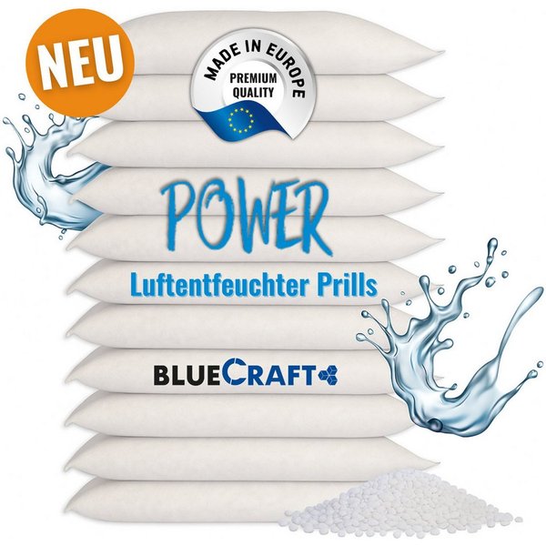 BlueCraft Luftentfeuchter-Nachfüllpack 10x 1kg Prills im Vliesbeutel für Granulat Box ohne Strom Nachfüller, Feuchtigkeitskiller - EFFEKTIV & SCHNELL Feuchtigke