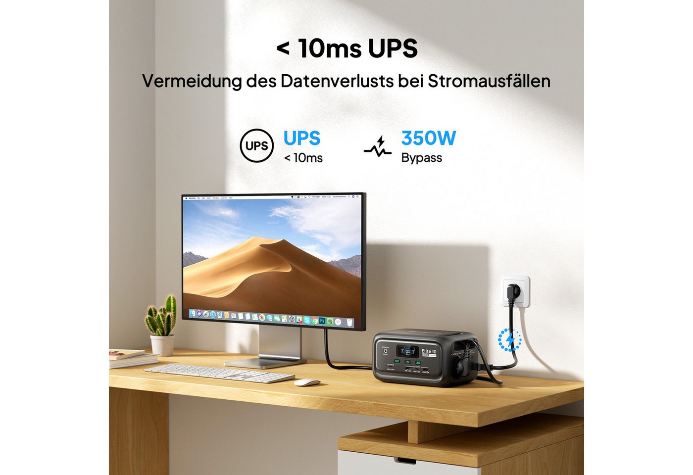 BLUETTI Stromerzeuger Elite 10 Solargenerator 200W / 128Wh Mini-Tragbare Powerstation, 0,2 in kW, (LiFePO4 Batterie mit 200W AC Steckdose, 10ms UPS Backup), Sch – Bild 5 von 5