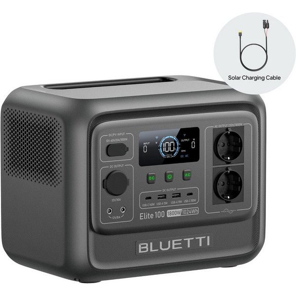BLUETTI Stromerzeuger Elite 100 V2 1800W/ 1024Wh Tragbare PowerStation (2025 Neu), 1,8 in kW, (LFP Batterie Backup mit 2 1800W AC Ausgängen (3600W Surge), 35% K