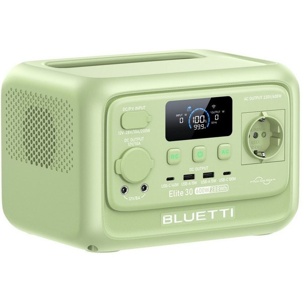 BLUETTI Stromerzeuger Elite 30 V2 Solargenerator 600W / 288Wh Tragbarer Powerstation, 0,6 in kW, (288 Wh LFP Batterie 6 AC Ausgang (Power Lifting 1500W), 0-100%