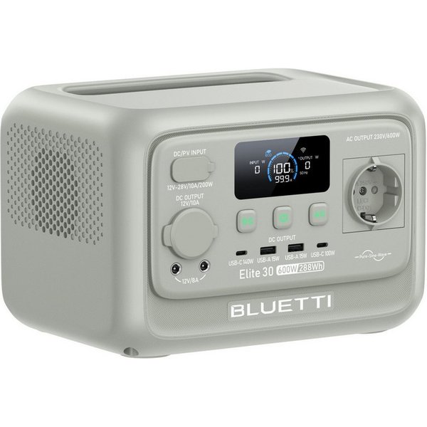 BLUETTI Stromerzeuger Elite 30 V2 Solargenerator 600W / 288Wh Tragbarer Powerstation, 0,6 in kW, (288 Wh LFP Batterie 6 AC Ausgang (Power Lifting 1500W), 0-100%