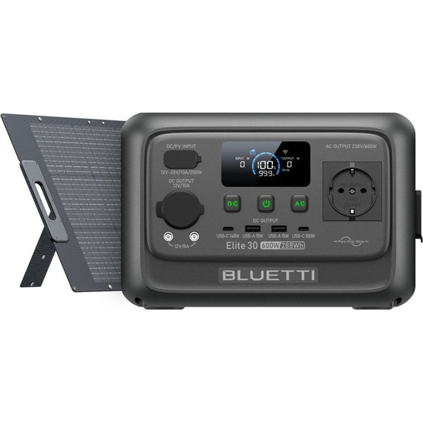 BLUETTI Stromerzeuger Elite 30 V2 Solargenerator 600W / 288Wh Tragbarer Powerstation, 0,6 in kW, (288 Wh LFP Batterie 6 AC Ausgang (Power Lifting 1500W), 0-100%