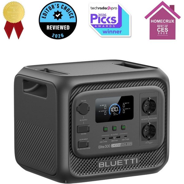 BLUETTI Stromerzeuger Elite 300 2400W/ 3014,4Wh Tragbare PowerStation (2026 Neu), 2,4 in kW, (LiFePO4 Batterie Backup mit 2400W AC Ausgängen (4800W Surge), Komp