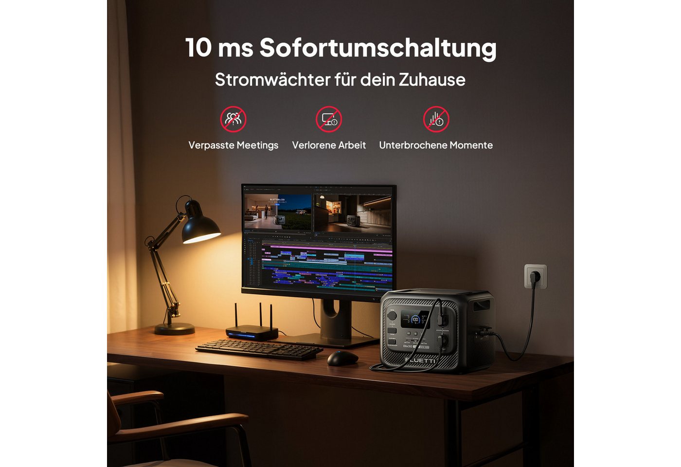 BLUETTI Stromerzeuger Elite 300 2400W/ 3014,4Wh Tragbare PowerStation (2026 Neu), 2,4 in kW, (LiFePO4 Batterie Backup mit 2400W AC Ausgängen (4800W Surge), Komp – Bild 5 von 5