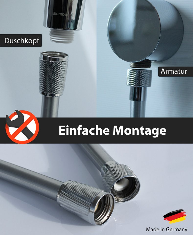 Blumbach Brauseschlauch - Premium Duschschlauch, MADE IN GERMANY- in 3 verschiedenen Längen, (MADE IN GERMANY- in 3 verschiedenen Längen - Trinkwassergeprüft na – Bild 2 von 5