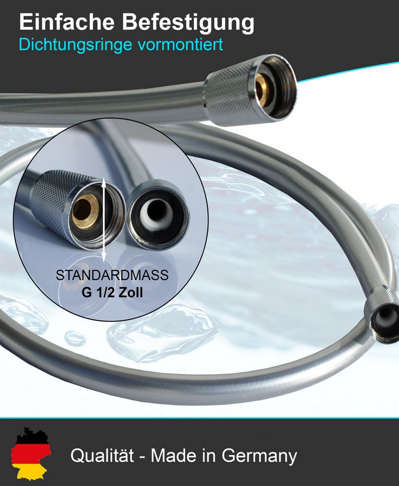 Blumbach Brauseschlauch - Premium Duschschlauch, MADE IN GERMANY- in 3 verschiedenen Längen, (MADE IN GERMANY- in 3 verschiedenen Längen - Trinkwassergeprüft na – Bild 5 von 5