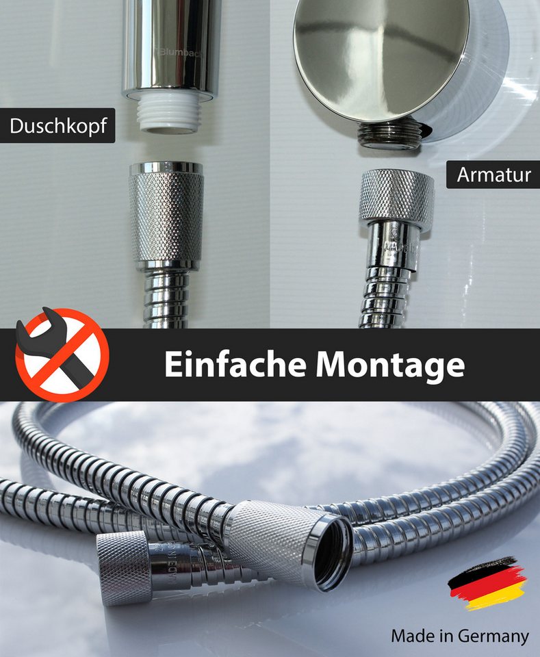 Blumbach Brauseschlauch - Premium Duschschlauch, MADE IN GERMANY- in 3 verschiedenen Längen, (MADE IN GERMANY- in 3 verschiedenen Längen - Trinkwassergeprüft na – Bild 2 von 5