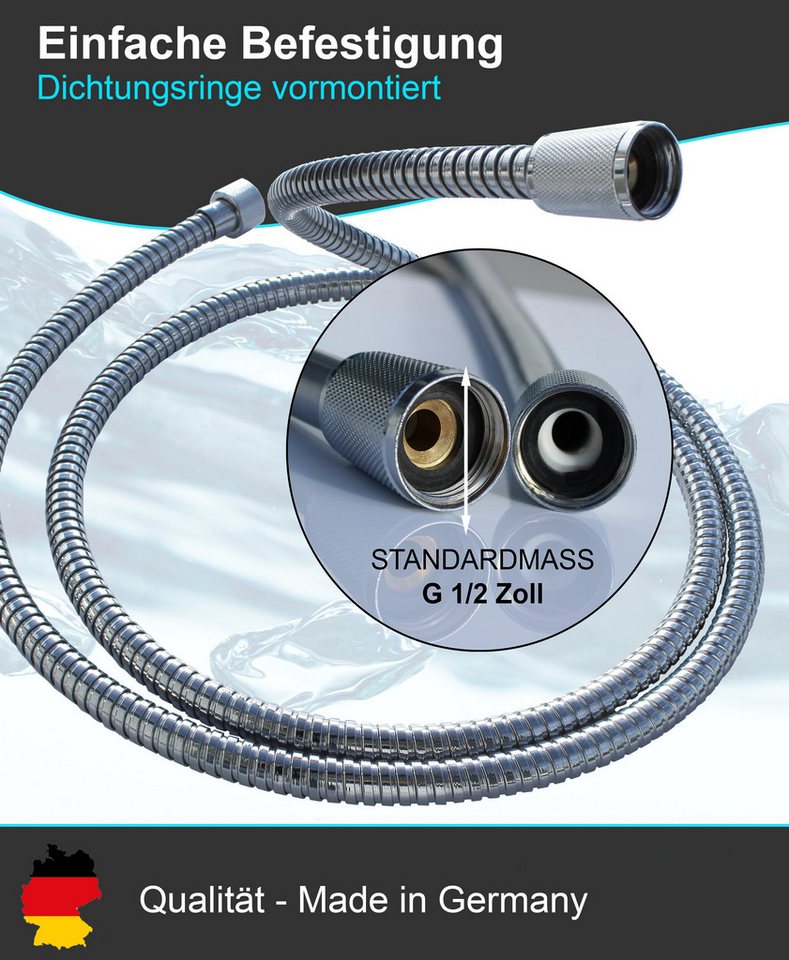Blumbach Brauseschlauch - Premium Duschschlauch, MADE IN GERMANY- in 3 verschiedenen Längen, (MADE IN GERMANY- in 3 verschiedenen Längen - Trinkwassergeprüft na – Bild 5 von 5