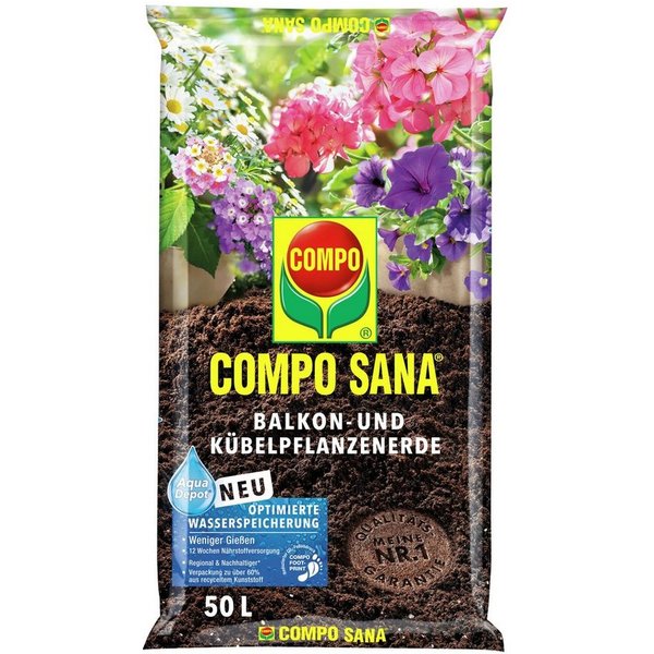 Compo Blumenerde COMPO Sana Balkon- und Kübelpflanzenerde, 50 Ltr