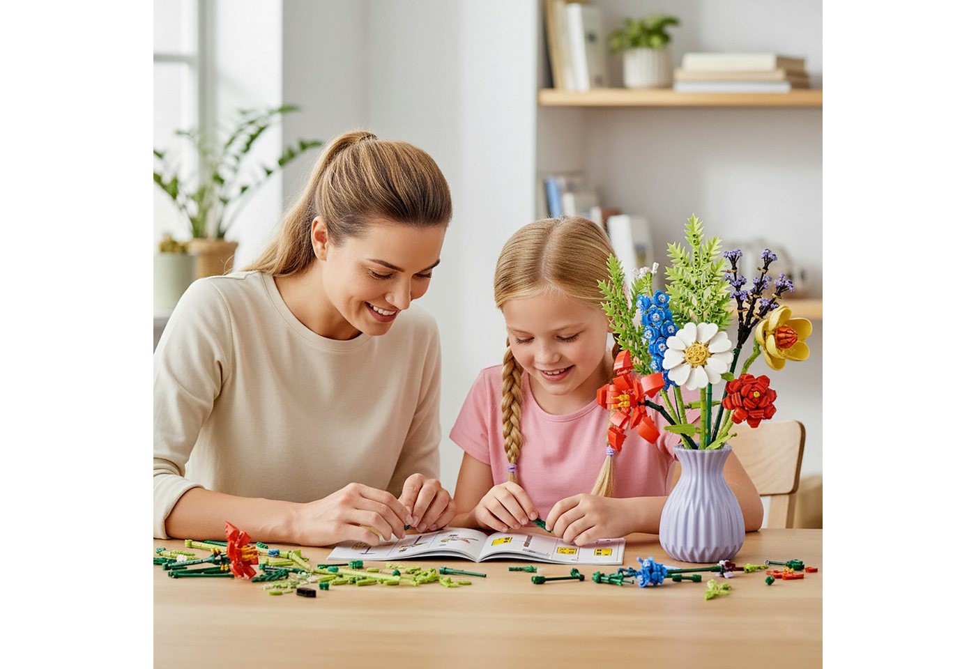 LEGO® Blumenstrauß Bausteine kompatibel mit LEGO, 8 Blumen, DIY 690 Stk 6+ Konstruktionsspielsteine – Bild 4 von 5