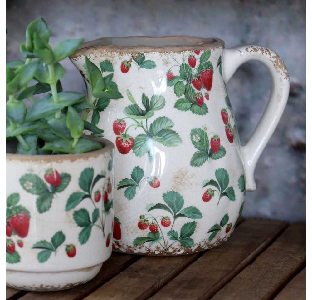 Chic Antique Blumentopf Chic Antique Blumentopf FRAISES Übertopf mit Erdbeeren 10x10 cm – Bild 3 von 5