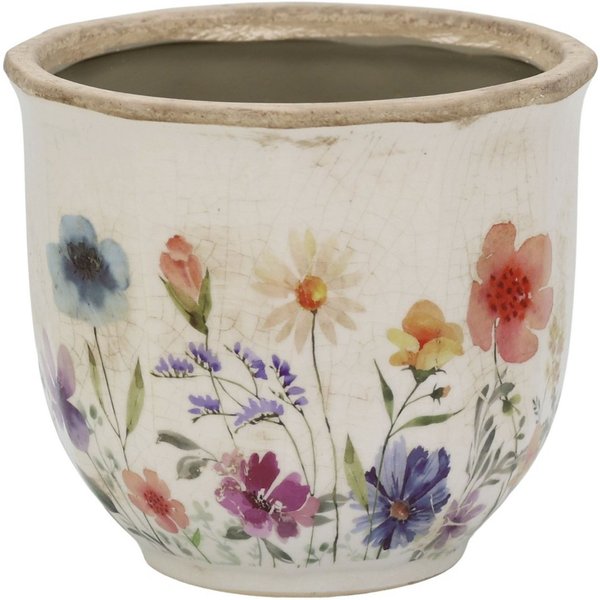 Chic Antique Blumentopf Chic Antique - Blumentopf Übertopf Blumenübertopf Keramik Blumenmotiv