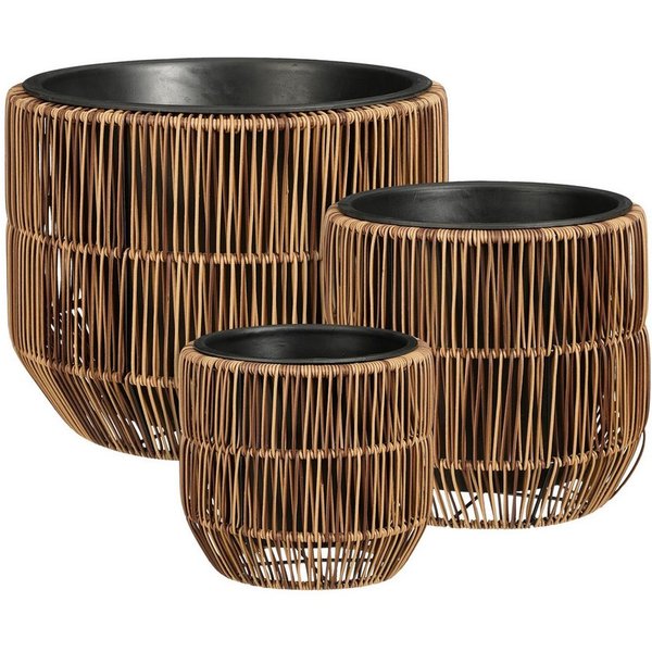Mica Decorations Blumentopf Mica Decorations Peta Blumentopf – Set von 3 – Dunkelbraun