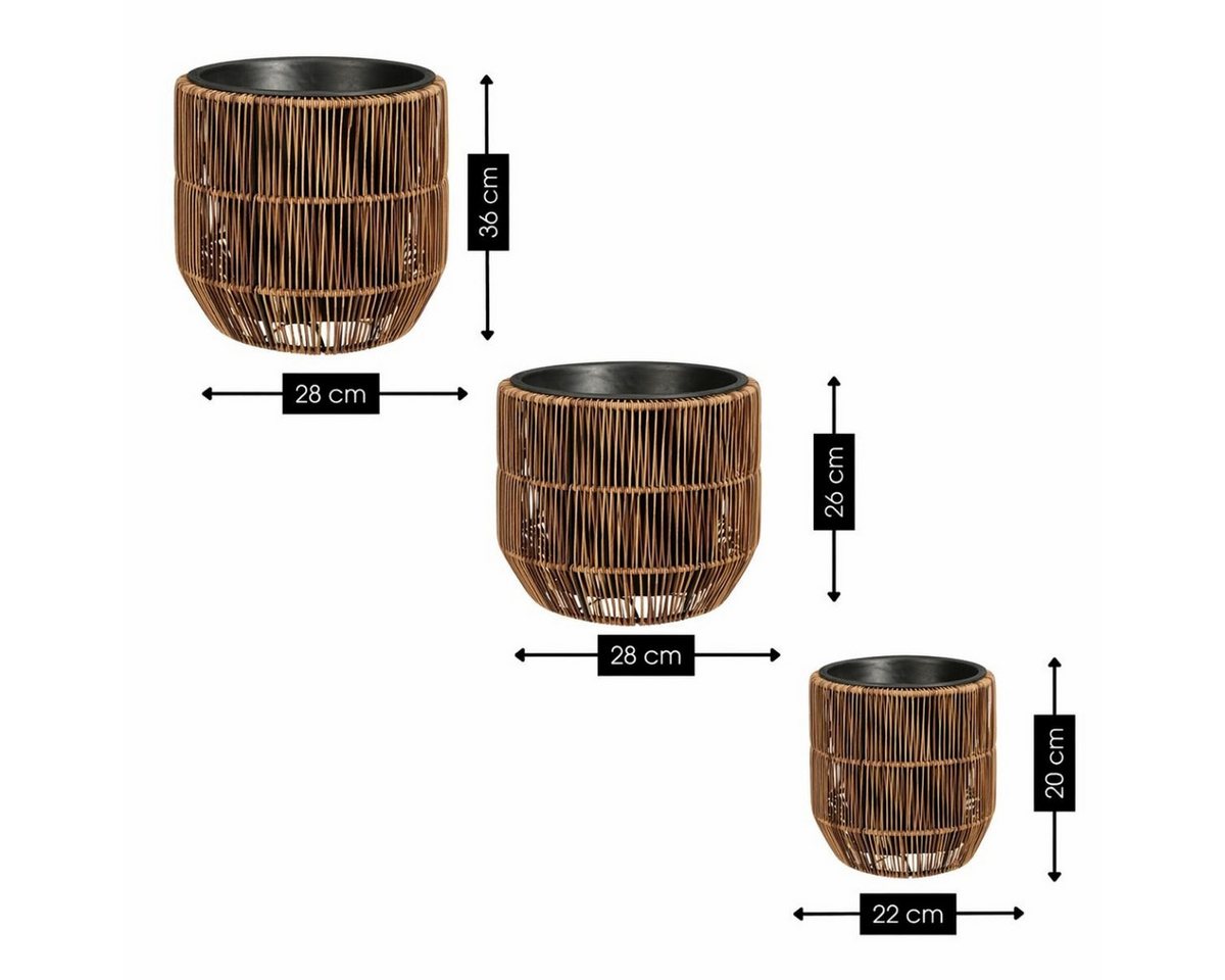 Mica Decorations Blumentopf Mica Decorations Peta Blumentopf – Set von 3 – Dunkelbraun – Bild 3 von 5