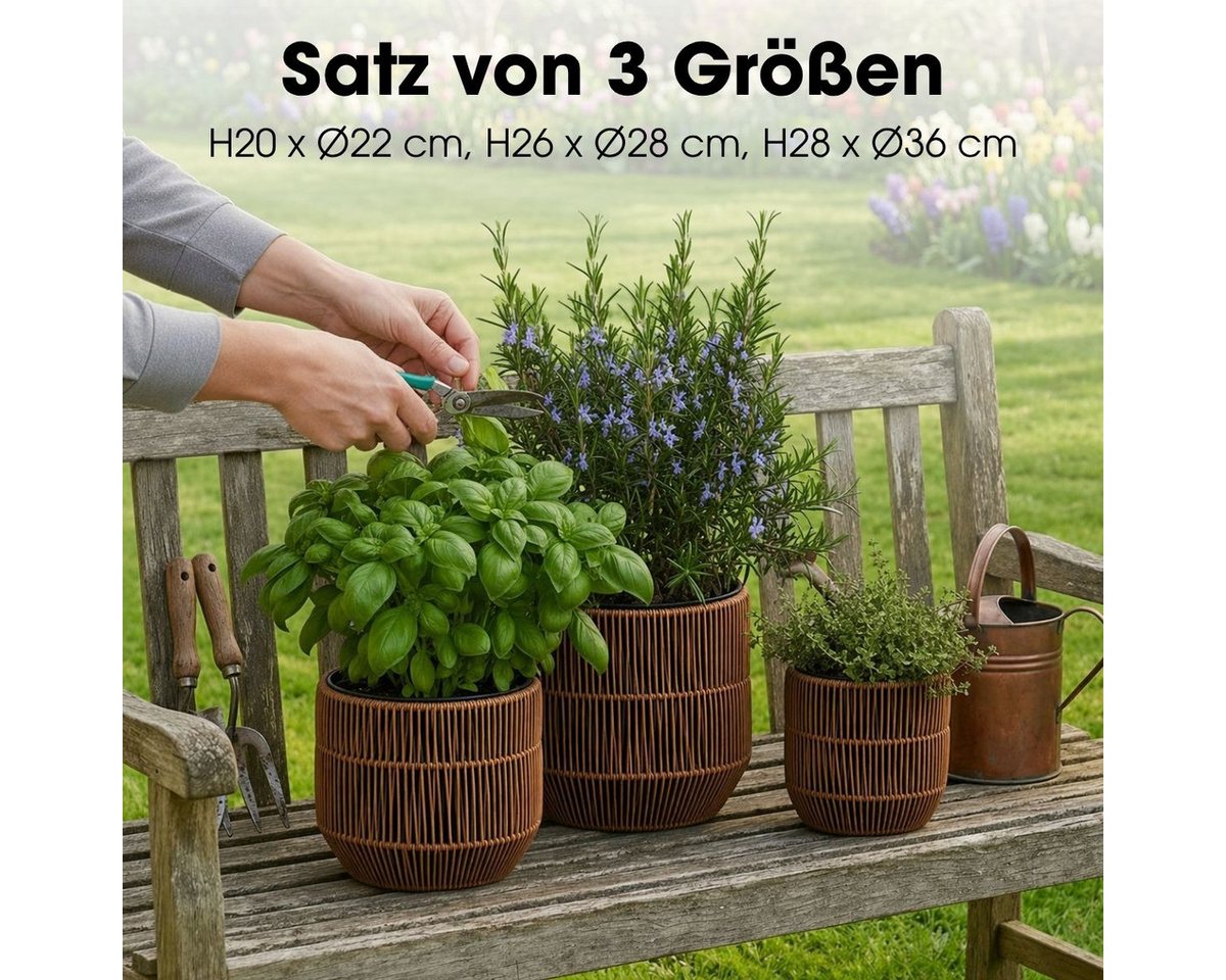 Mica Decorations Blumentopf Mica Decorations Peta Blumentopf – Set von 3 – Dunkelbraun – Bild 4 von 5